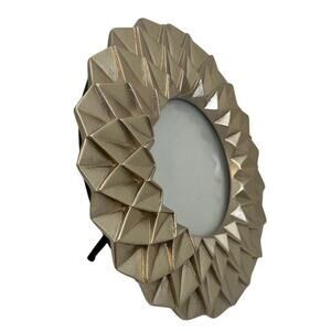 Rachel Zoe Gold Geometric Picture Frame Round Faceted Modern Glam